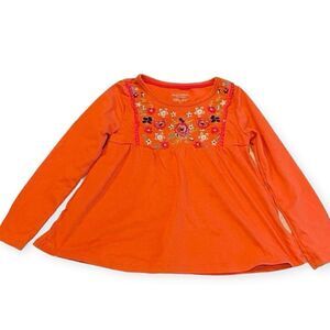 Isaac Mizrahi Coral Floral Bib Peasant Long Sleeve Shirt Top Size XS (4)